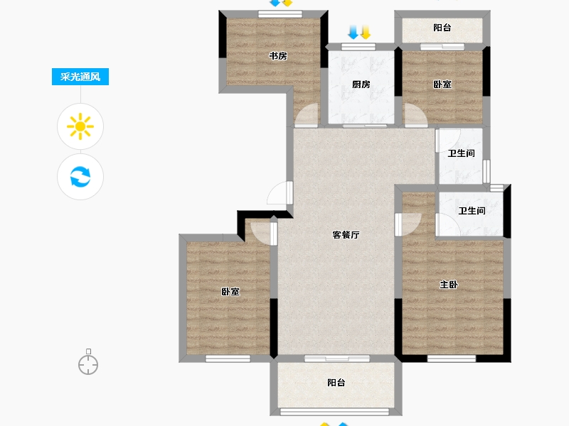 湖南省-长沙市-澳海望洲府-96.83-户型库-采光通风