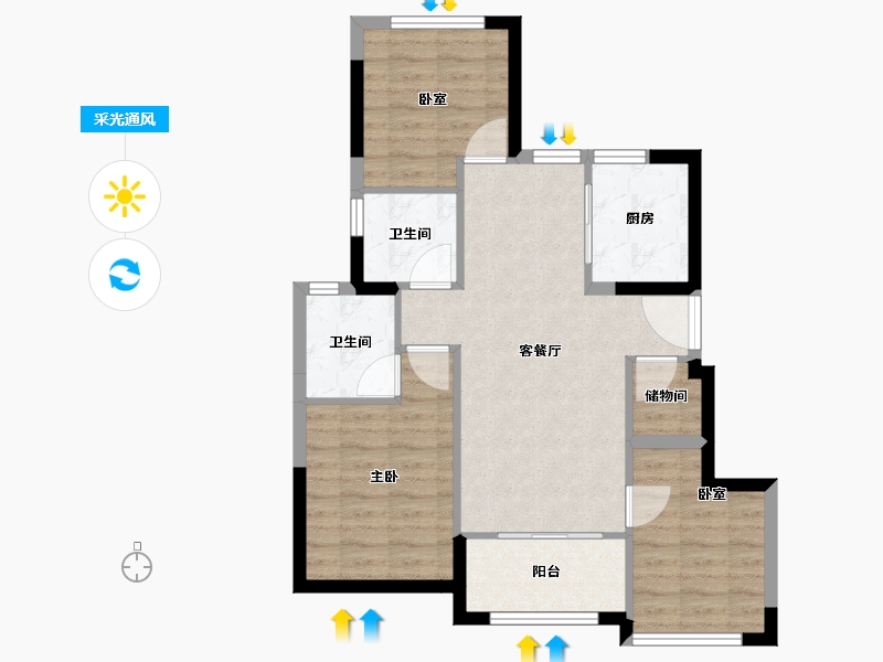 福建省-厦门市-建发缦玥长滩-71.21-户型库-采光通风