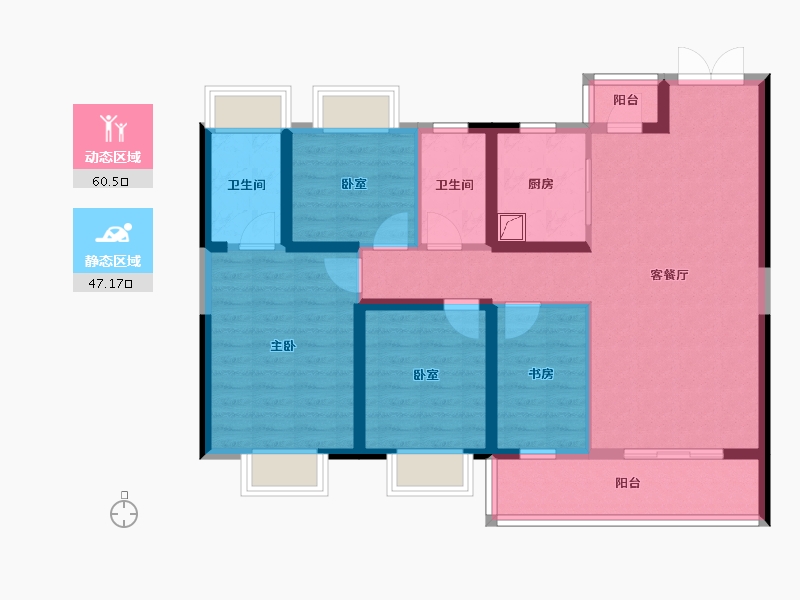 湖北省-武汉市-华侨城欢乐天际-95.37-户型库-动静分区