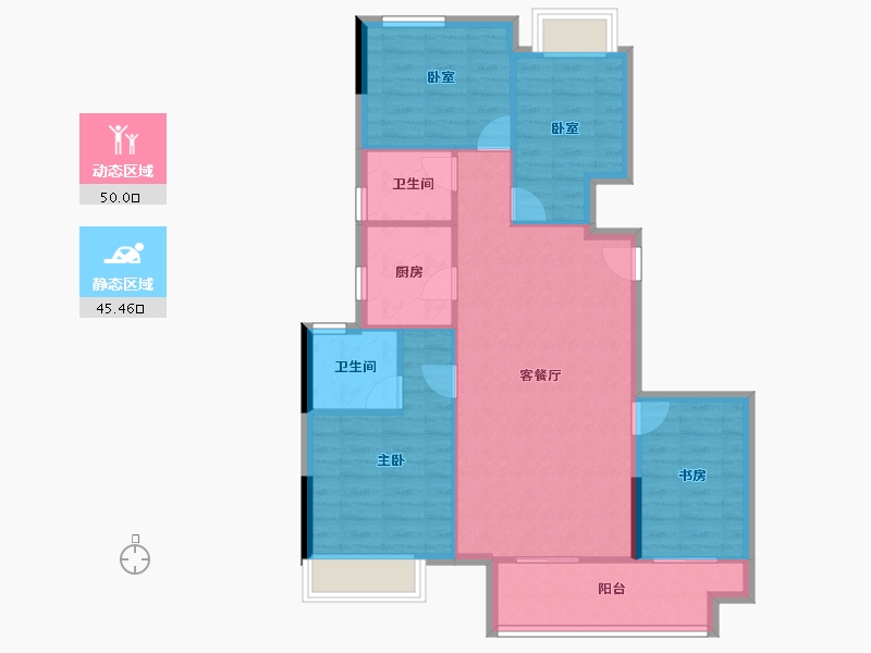 湖南省-长沙市-金辉优步星樾-86.40-户型库-动静分区