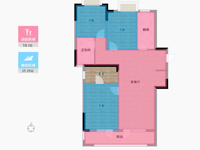 湖北省-武汉市-城投东方领誉-88.80-户型库-动静分区