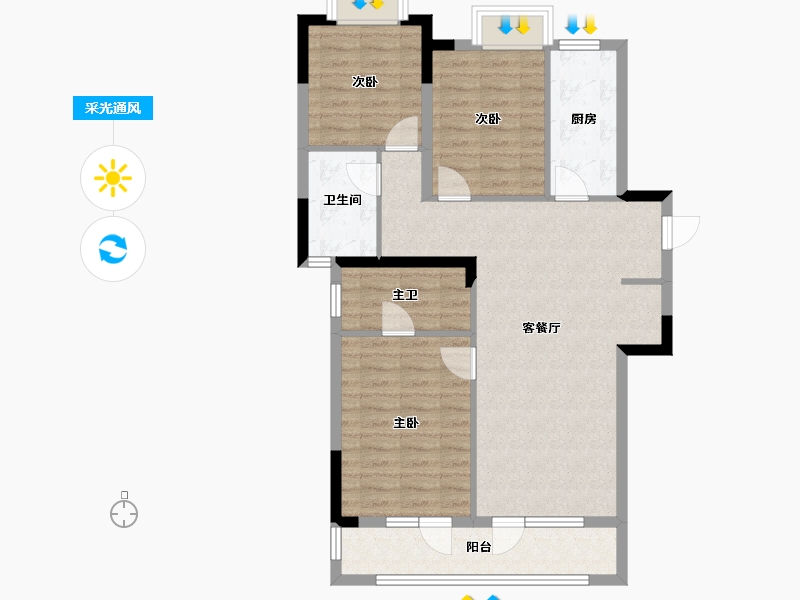 湖北省-武汉市-城投东方领誉-88.80-户型库-采光通风