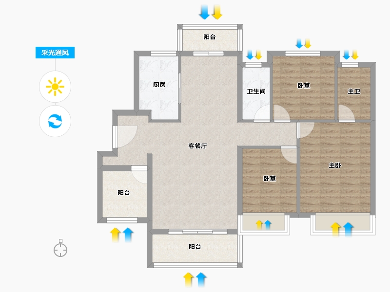 广东省-佛山市-中骏雍景台-100.01-户型库-采光通风