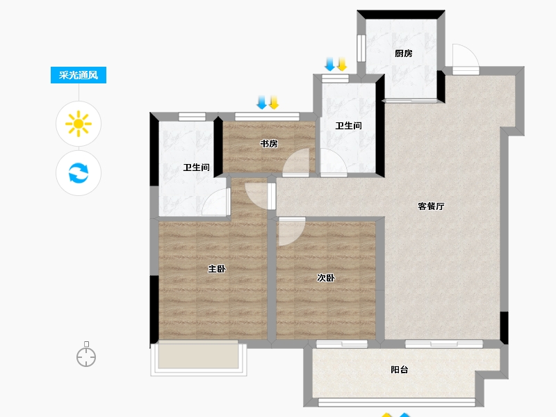 浙江省-宁波市-绿地·悦山府-82.39-户型库-采光通风