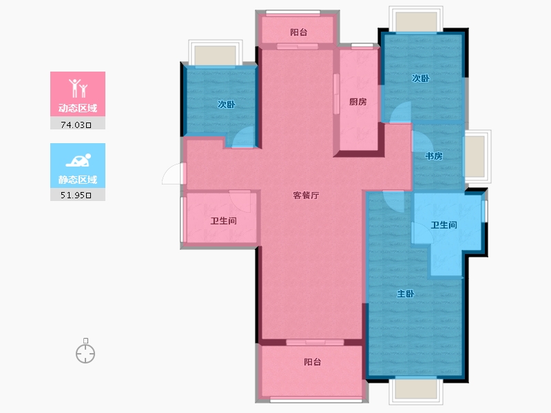 湖北省-武汉市-武汉城建汉樾台-112.80-户型库-动静分区