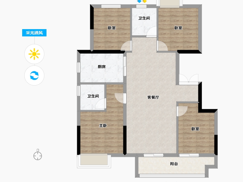 湖南省-长沙市-金辉优步星樾-92.00-户型库-采光通风