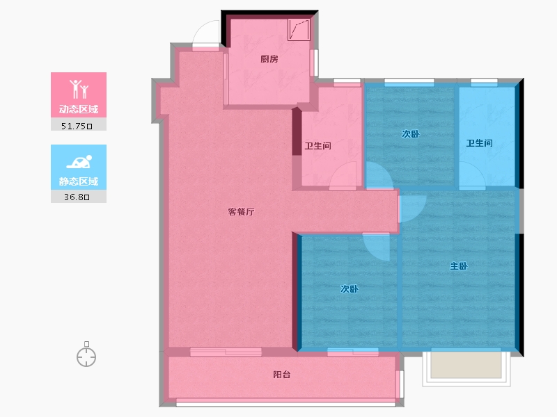 浙江省-宁波市-朝望悦府-79.20-户型库-动静分区