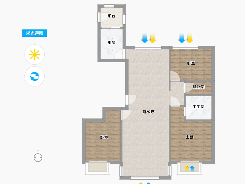 山西省-太原市-阳光汾河湾-A区-125.00-户型库-采光通风