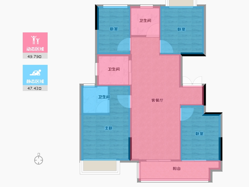 湖南省-长沙市-金辉优步星樾-88.00-户型库-动静分区