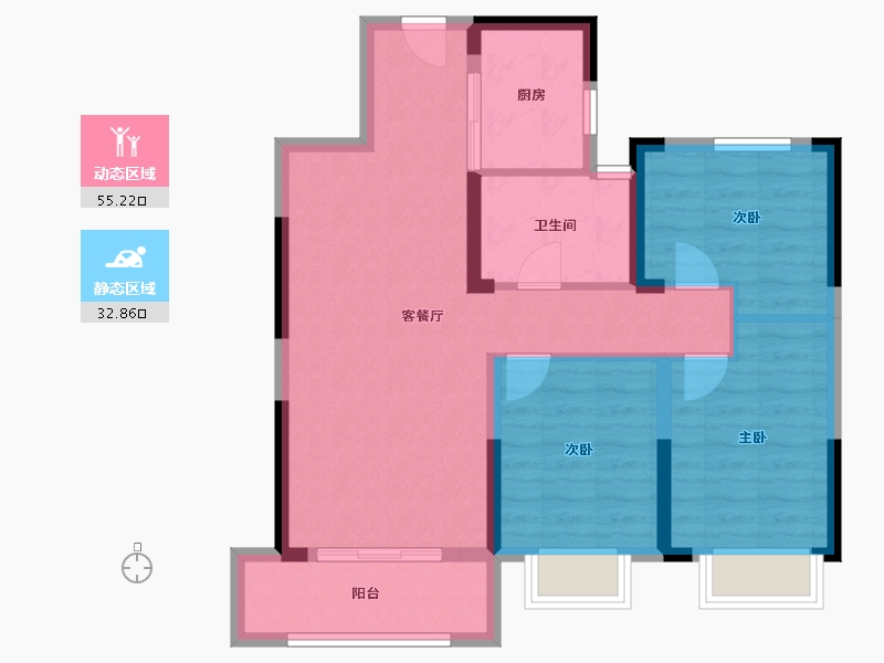 湖北省-武汉市-银禾广场-78.57-户型库-动静分区