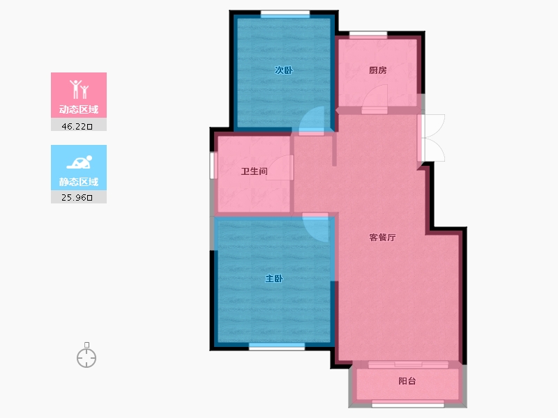 天津-天津市-天津华侨城-64.25-户型库-动静分区