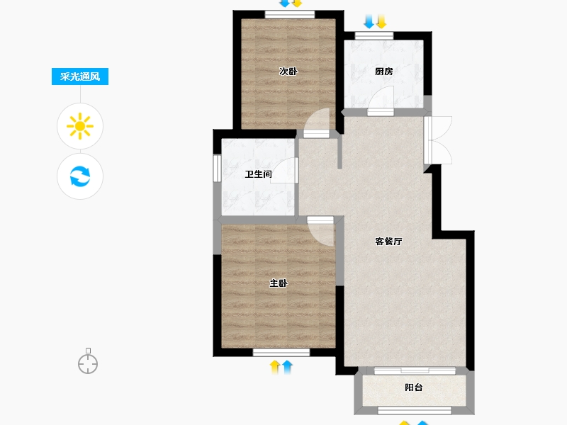 天津-天津市-天津华侨城-64.25-户型库-采光通风