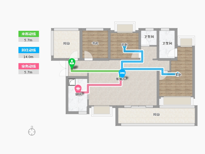 贵州省-贵阳市-贵阳经开吾悦广场-96.00-户型库-动静线