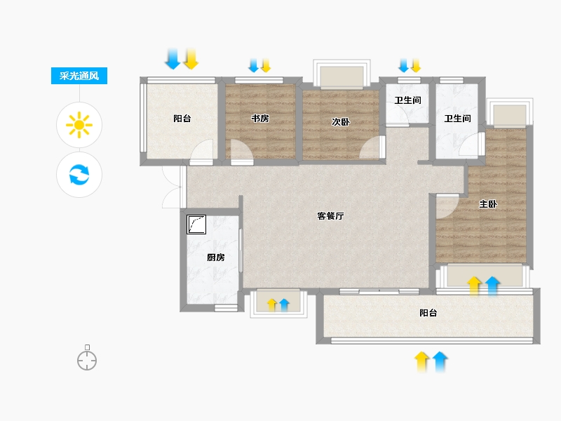 贵州省-贵阳市-贵阳经开吾悦广场-96.00-户型库-采光通风