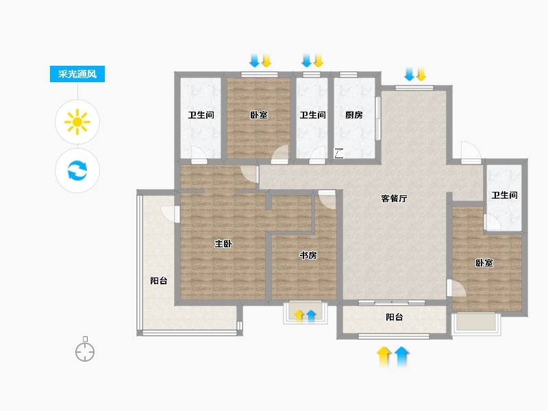 山东省-济南市-蓝石大溪地-149.17-户型库-采光通风