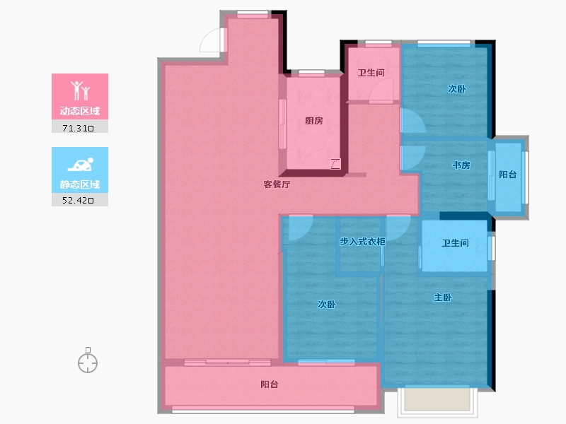 浙江省-宁波市-伊美尚品-111.03-户型库-动静分区