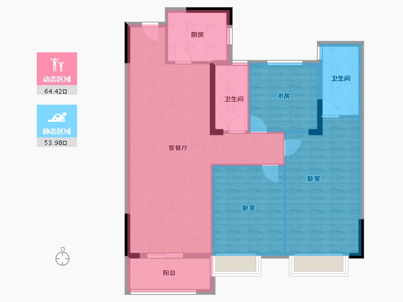 湖北省-武汉市-武汉城建龙樾上城-107.77-户型库-动静分区