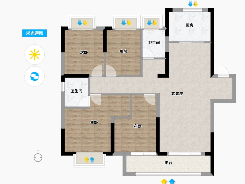 湖北省-武汉市-银禾广场-102.77-户型库-采光通风