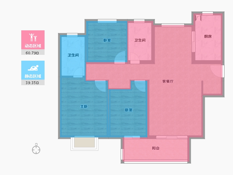 山东省-济南市-蓝石大溪地-89.18-户型库-动静分区