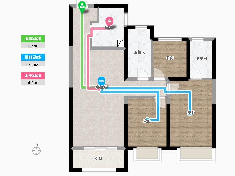 甘肃省-兰州市-富力兰州CBD-83.40-户型库-动静线