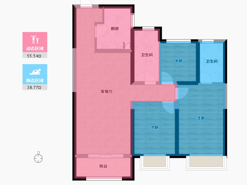 甘肃省-兰州市-富力兰州CBD-83.40-户型库-动静分区