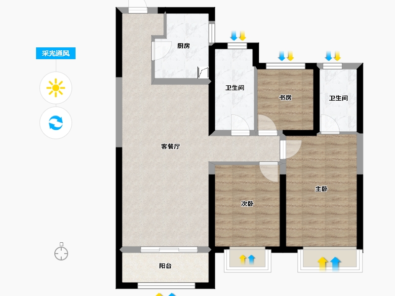 甘肃省-兰州市-富力兰州CBD-83.40-户型库-采光通风