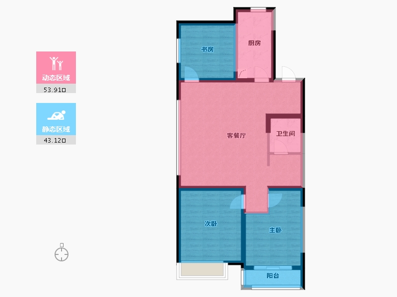 甘肃省-兰州市-富力兰州CBD-86.40-户型库-动静分区