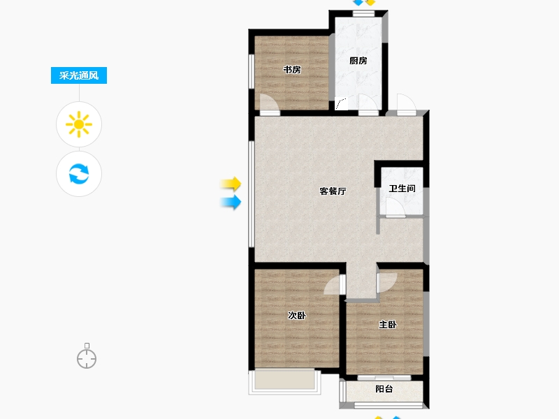 甘肃省-兰州市-富力兰州CBD-86.40-户型库-采光通风