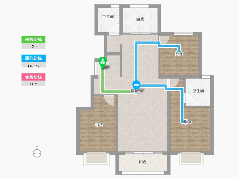 天津-天津市-京能·雍清丽苑二期-87.16-户型库-动静线