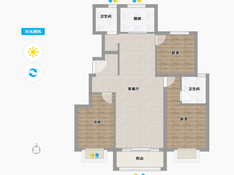 天津-天津市-京能·雍清丽苑二期-87.16-户型库-采光通风