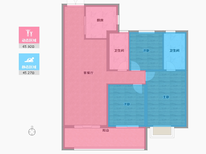 湖北省-武汉市-龙湖天玺-100.84-户型库-动静分区