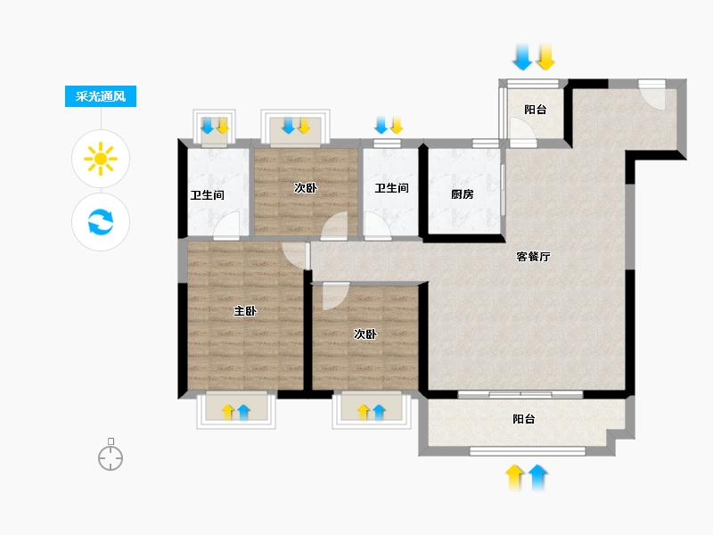 湖北省-武汉市-交投华园-94.40-户型库-采光通风