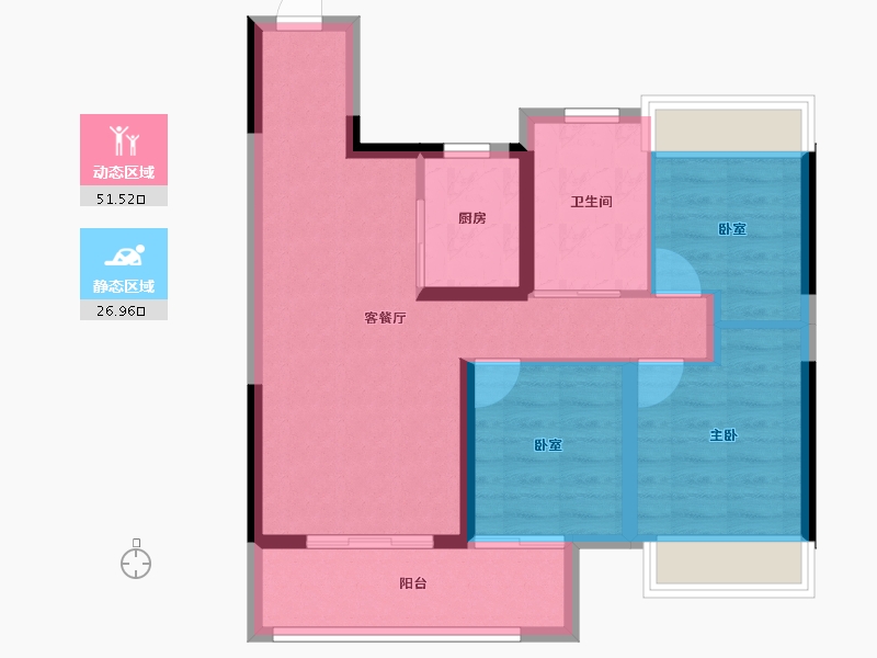 湖北省-武汉市-明想青年汇-69.79-户型库-动静分区