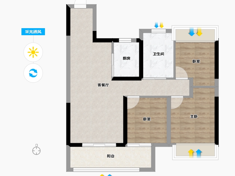 湖北省-武汉市-明想青年汇-69.79-户型库-采光通风