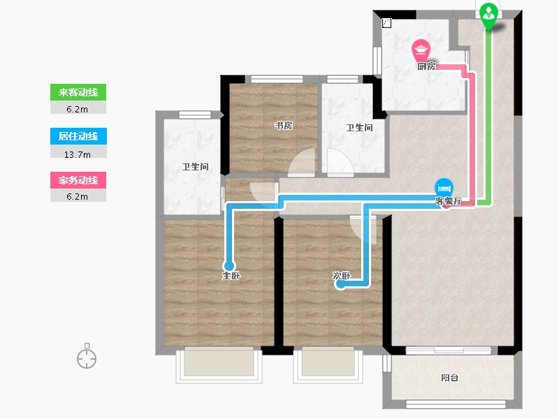 浙江省-宁波市-伊美尚品-84.63-户型库-动静线