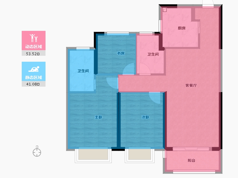 浙江省-宁波市-伊美尚品-84.63-户型库-动静分区