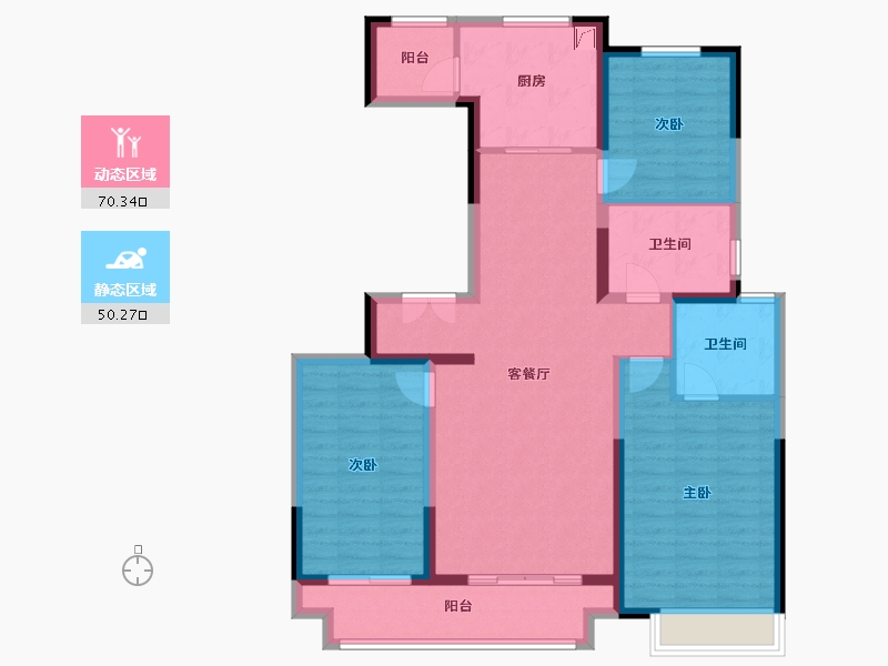 甘肃省-兰州市-富力兰州CBD-107.91-户型库-动静分区