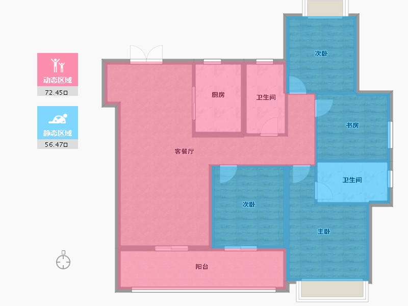 湖北省-武汉市-龙湖天玺-116.24-户型库-动静分区