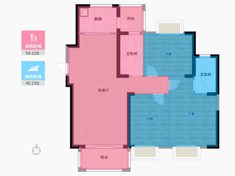 湖南省-长沙市-伊景园·滨河苑-88.00-户型库-动静分区