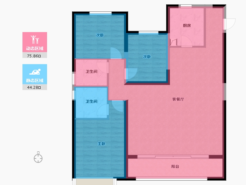 甘肃省-兰州市-富力兰州CBD-108.83-户型库-动静分区