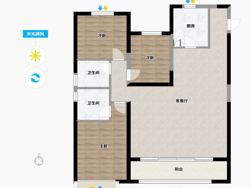 甘肃省-兰州市-富力兰州CBD-108.83-户型库-采光通风