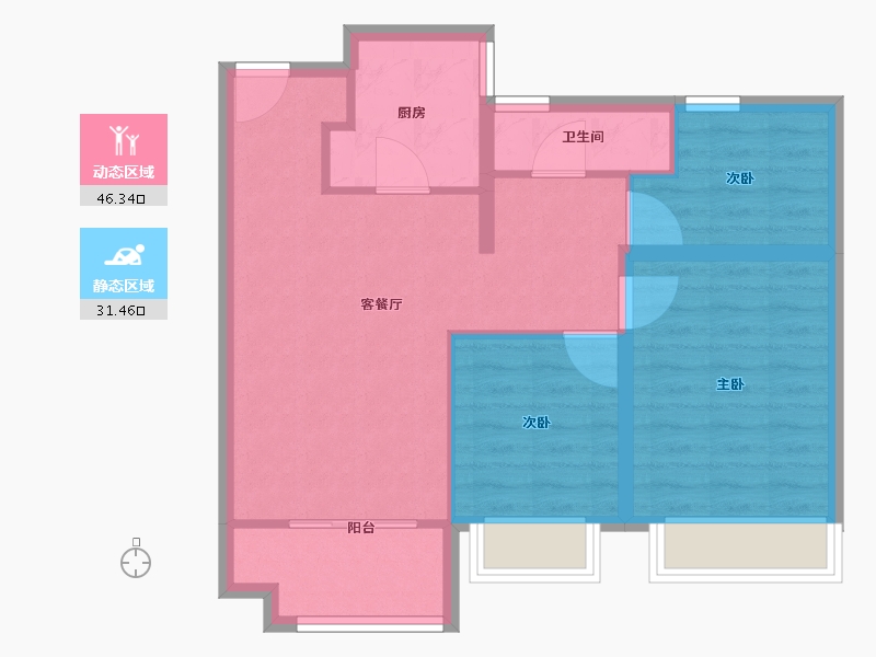 上海-上海市-悦城-69.60-户型库-动静分区