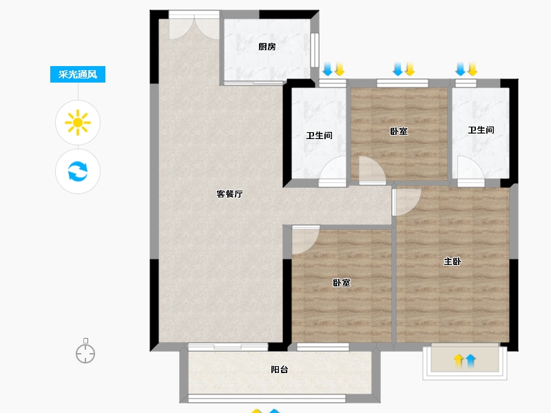 湖北省-武汉市-天纵时代天樾-86.34-户型库-采光通风