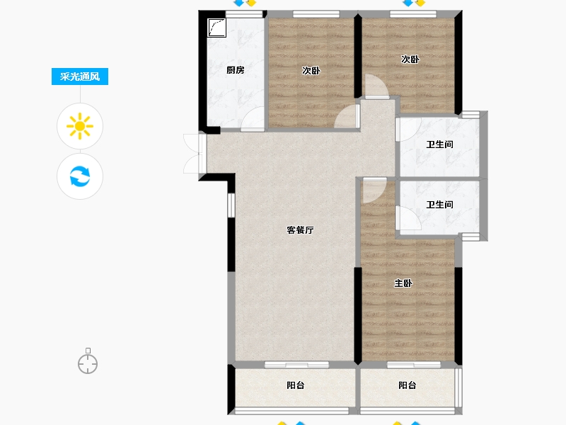 湖北省-武汉市-翰林尚苑-94.97-户型库-采光通风