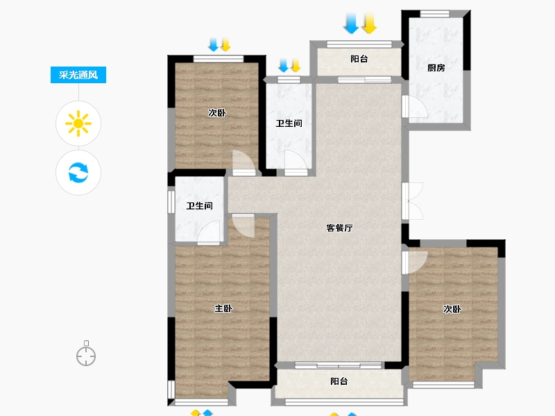 河南省-安阳市-开元府小区-106.00-户型库-采光通风