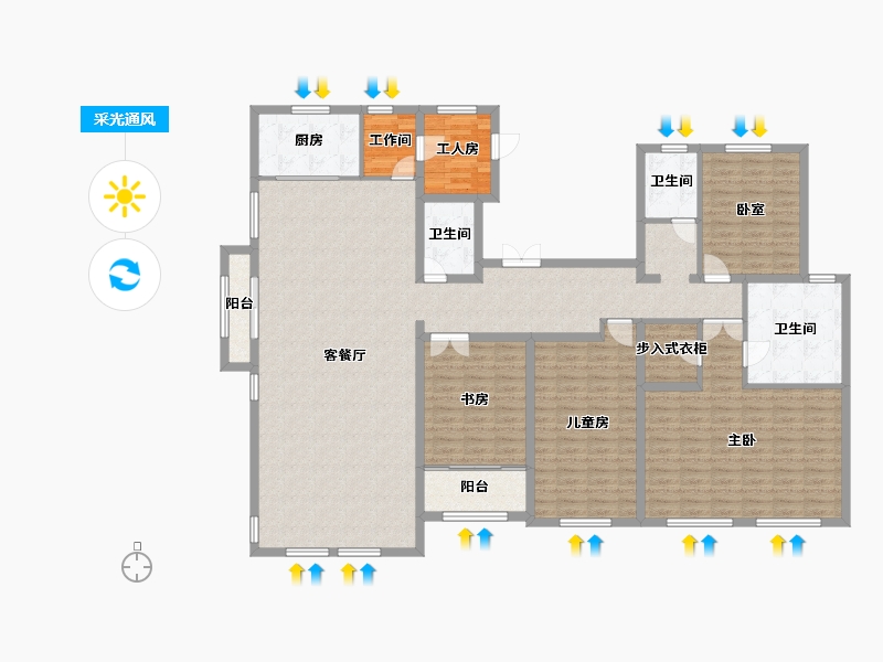 山东省-济南市-蓝石大溪地-184.37-户型库-采光通风