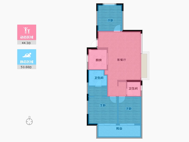 浙江省-宁波市-恒威·鸣凤府-85.72-户型库-动静分区