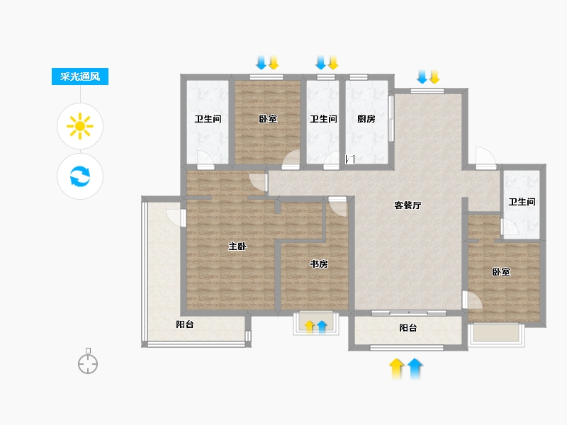 山东省-济南市-蓝石大溪地-149.41-户型库-采光通风