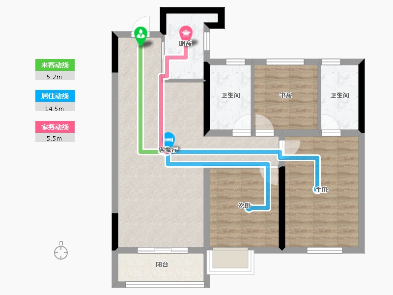 湖北省-武汉市-光谷正荣府-76.80-户型库-动静线