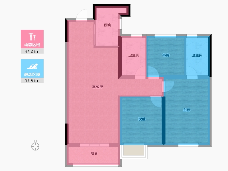 湖北省-武汉市-光谷正荣府-76.80-户型库-动静分区